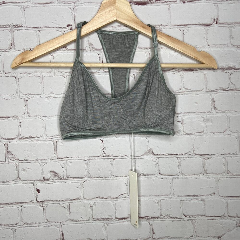 Line & Dot Light Gray Racerback Bralette New